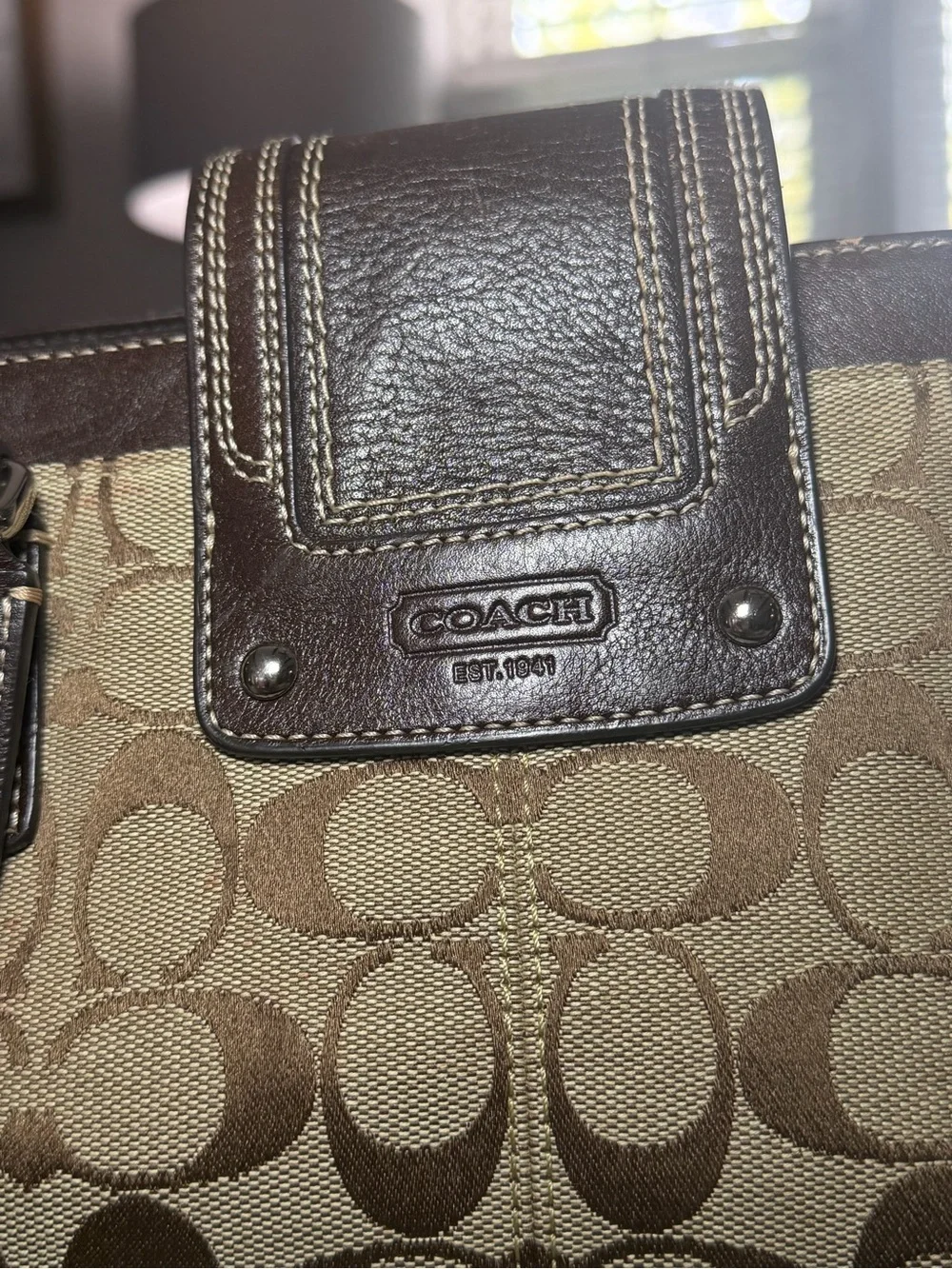 VINTAGE Coach Bag Hamptons Signature Brown Tote (F13975)